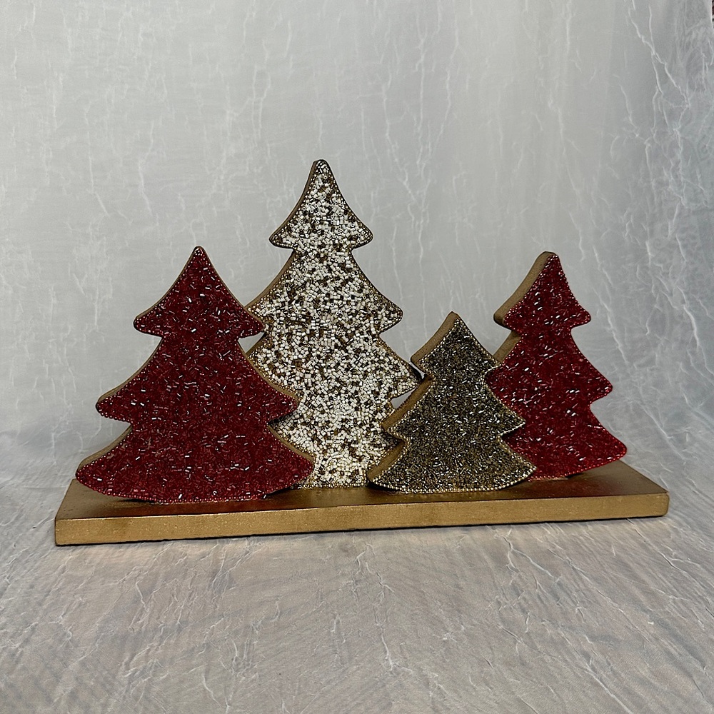 Tribal Design Beaded Christmas Trees Seasonal Holiday Home Decor Table Accent - Picture 8 of 15
